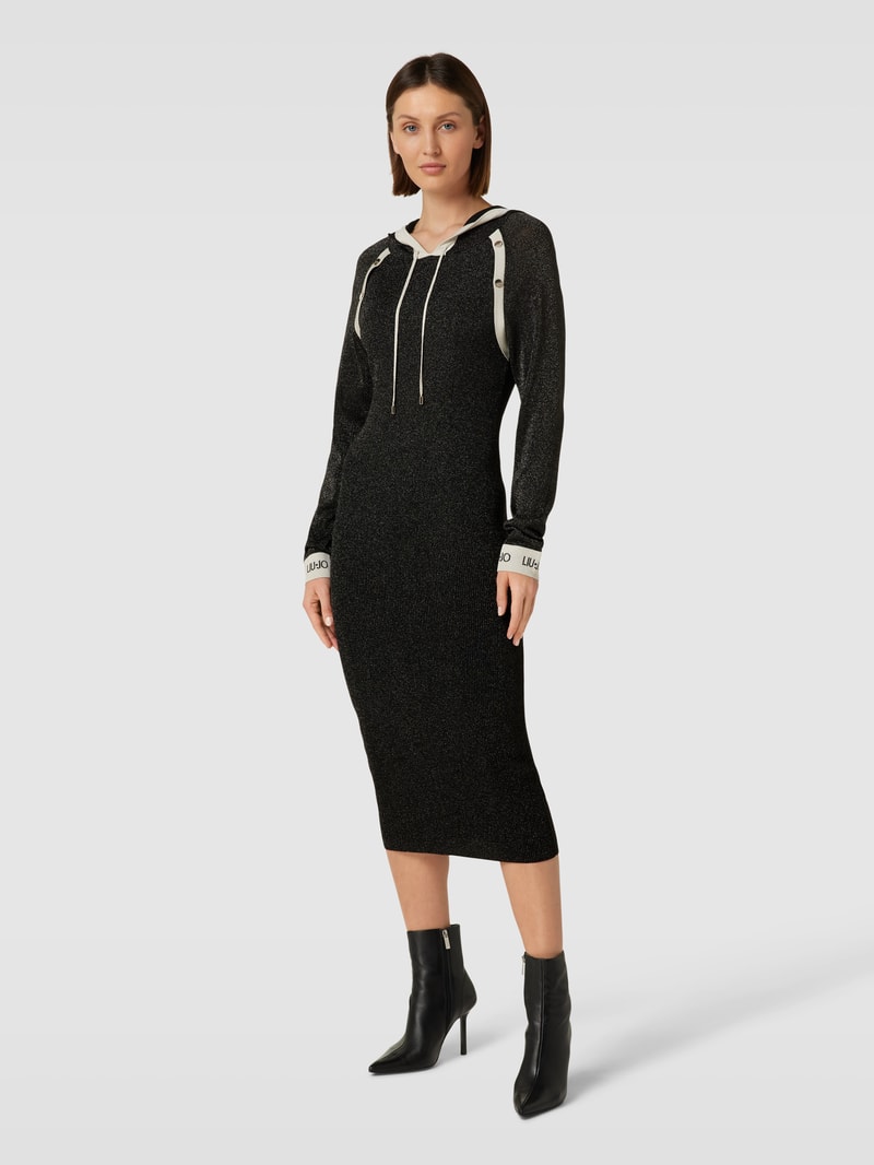Midikleid mit Effektgarn in metallic schwarz
