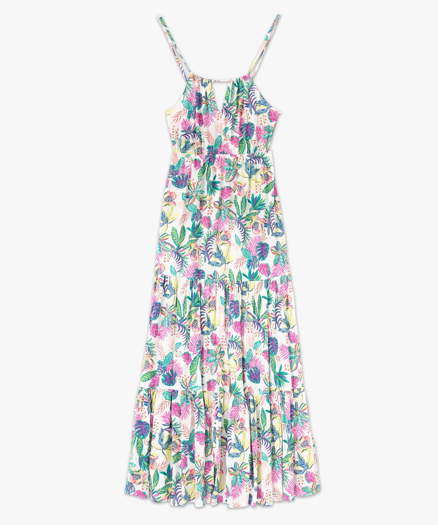 Robe de plage femme longue à fines bretelles imprime | GEMO