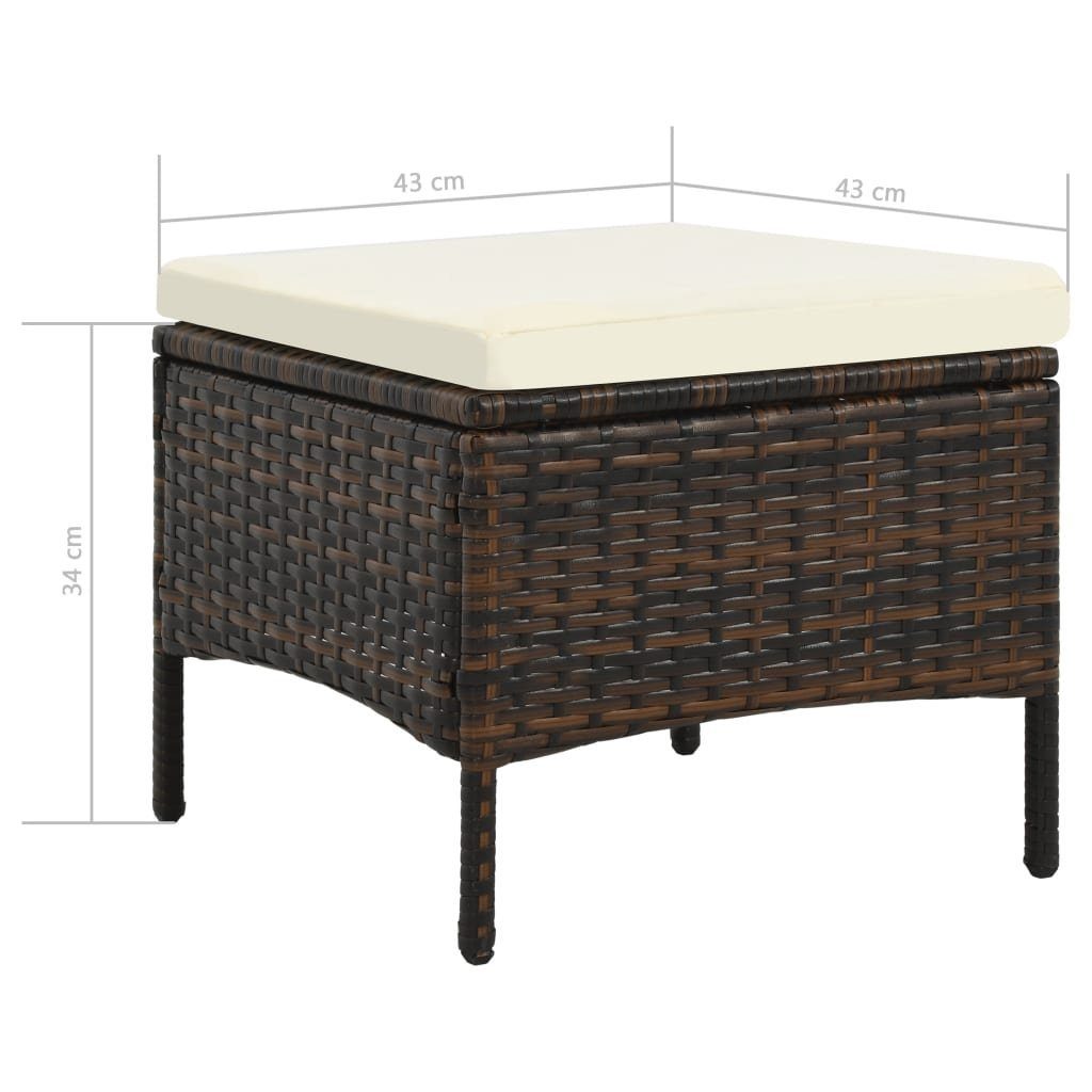 vidaXL Loungesofa 2-Sitzer-Gartensofa mit Tisch & Hocker Poly Rattan Braun, 1 Teile