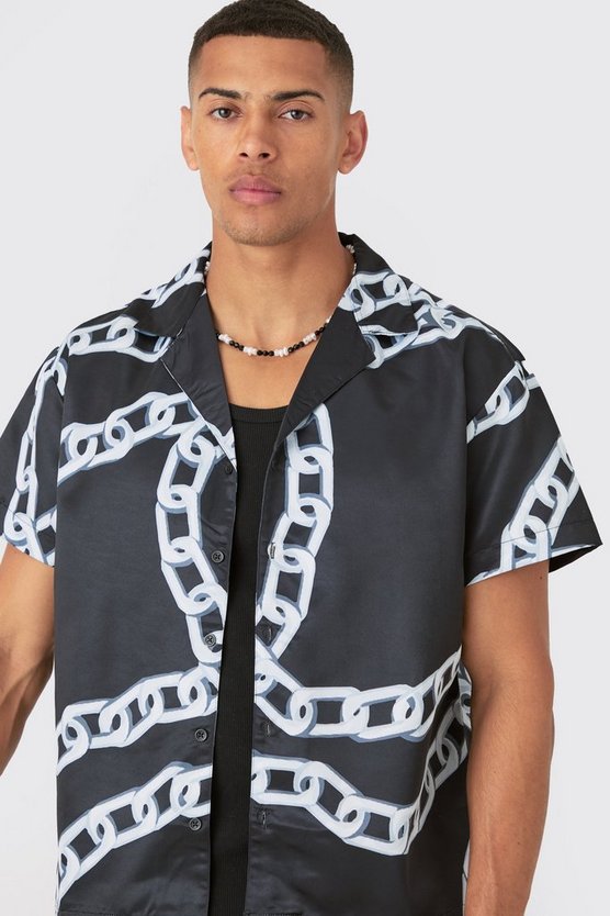 Kastiges Satin-Hemd mit Kette