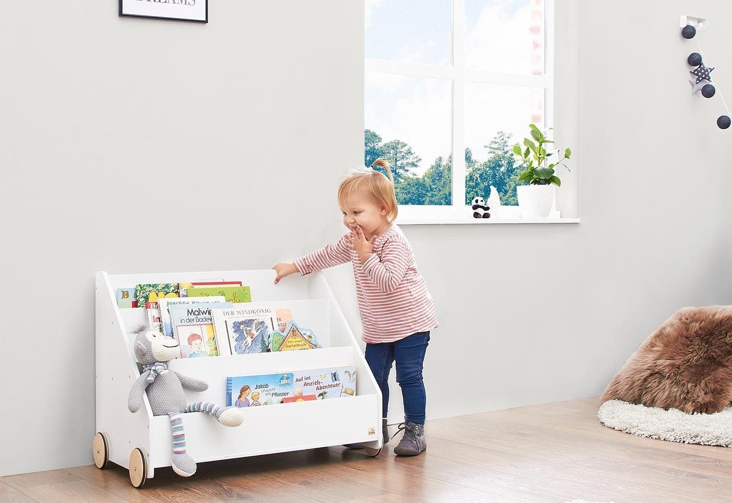 Pinolino® Kinderregal Lasse, mit Geheimfach auf der Rückseite, 3 stufenförmig angeordnete Fächer