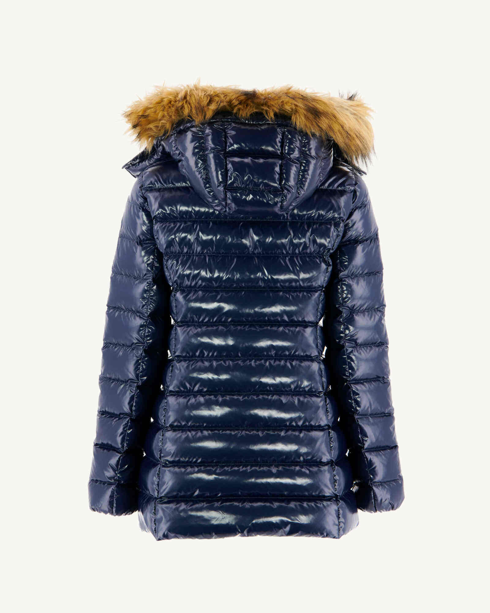 Doudoune mi-longue laquée Grand Froid Marine Perle