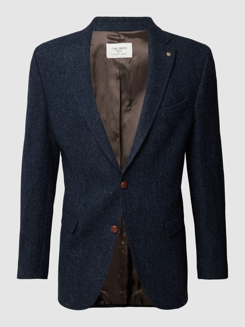 2-Knopf-Sakko mit Allover-Muster Modell 'Theo' in marineblau