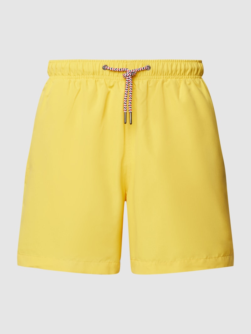 Badeshorts mit Label-Stitching in gelb