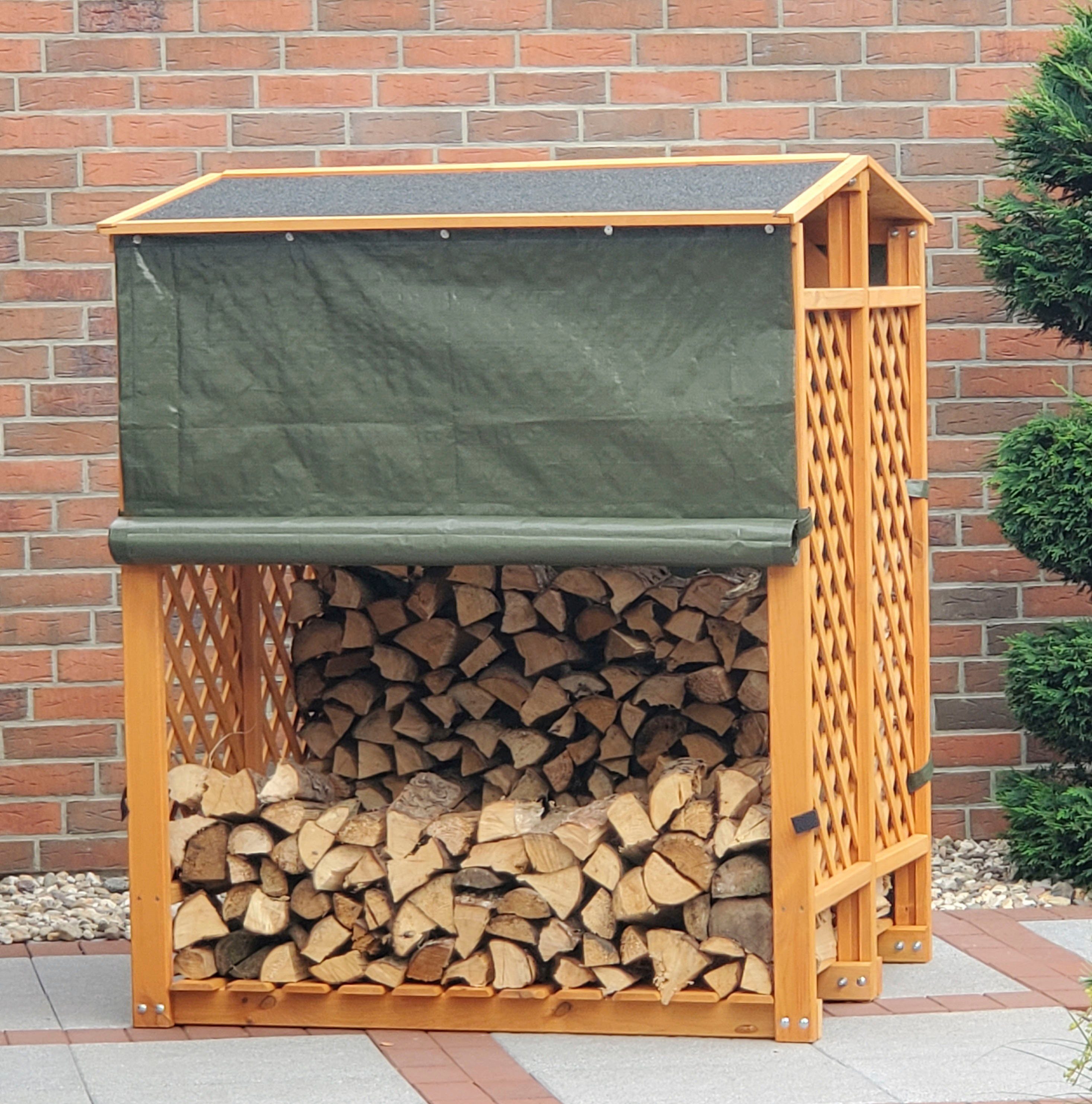promadino Kaminholzregal, BxTxH:120x118x148 cm, mit Wetterschutz