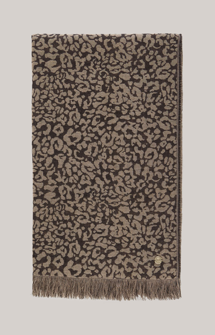 Woll-Jacquard-Schal in Beige/Schwarz