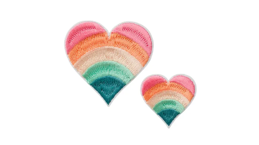 Mono Quick Bügelmotiv Midi Herzen Regenbogen