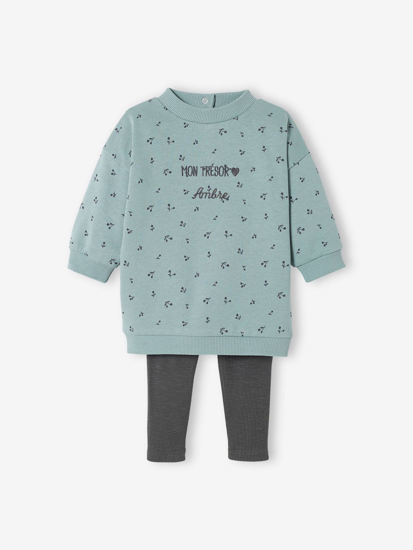 Ensemble robe + legging bébé personnalisable beige doré