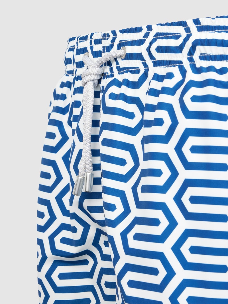 Badehose mit Allover-Muster Modell 'GUSTAVIA' in marineblau