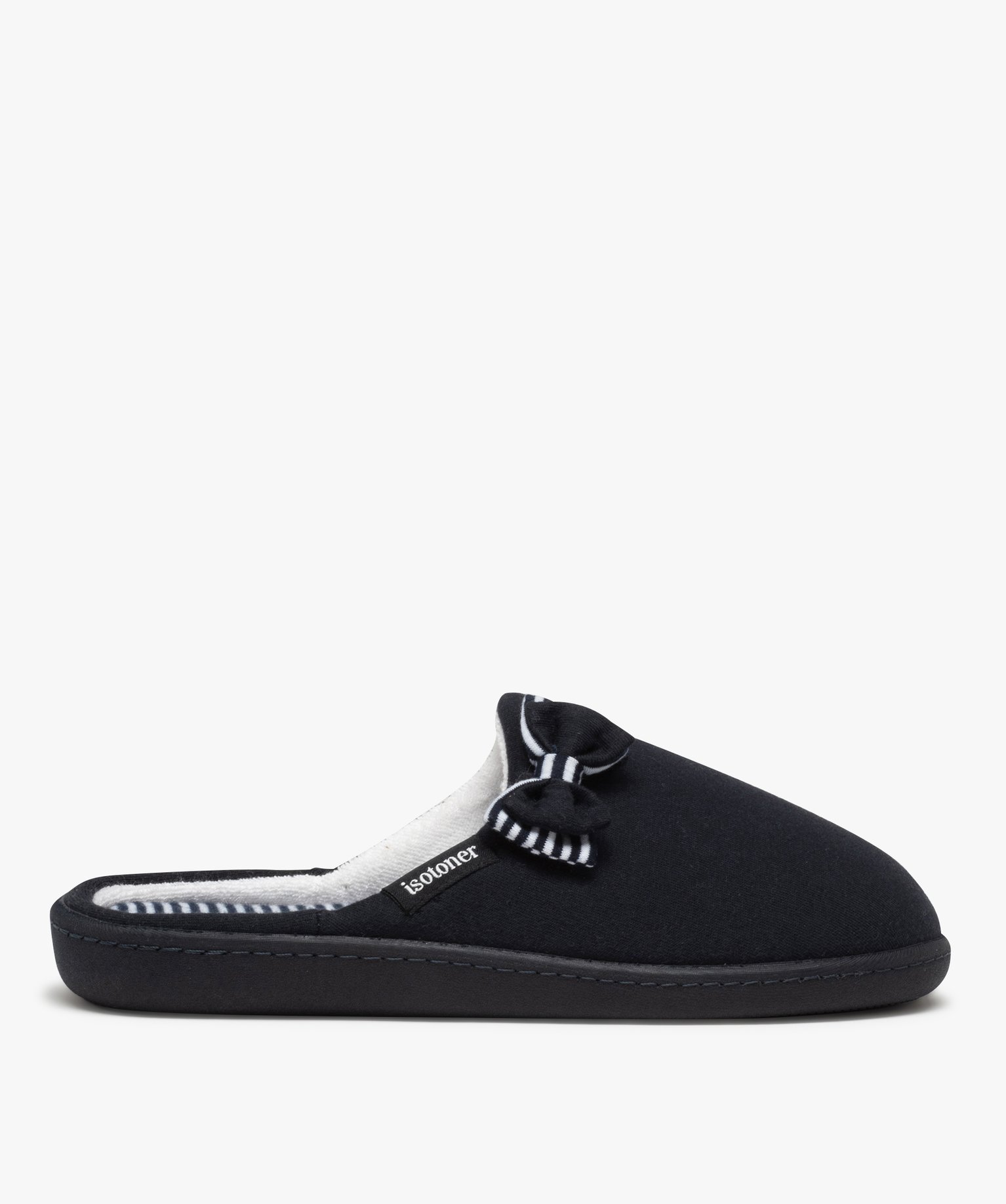 Chaussons femme mules rembourrées en jersey - Isotoner marine | GEMO