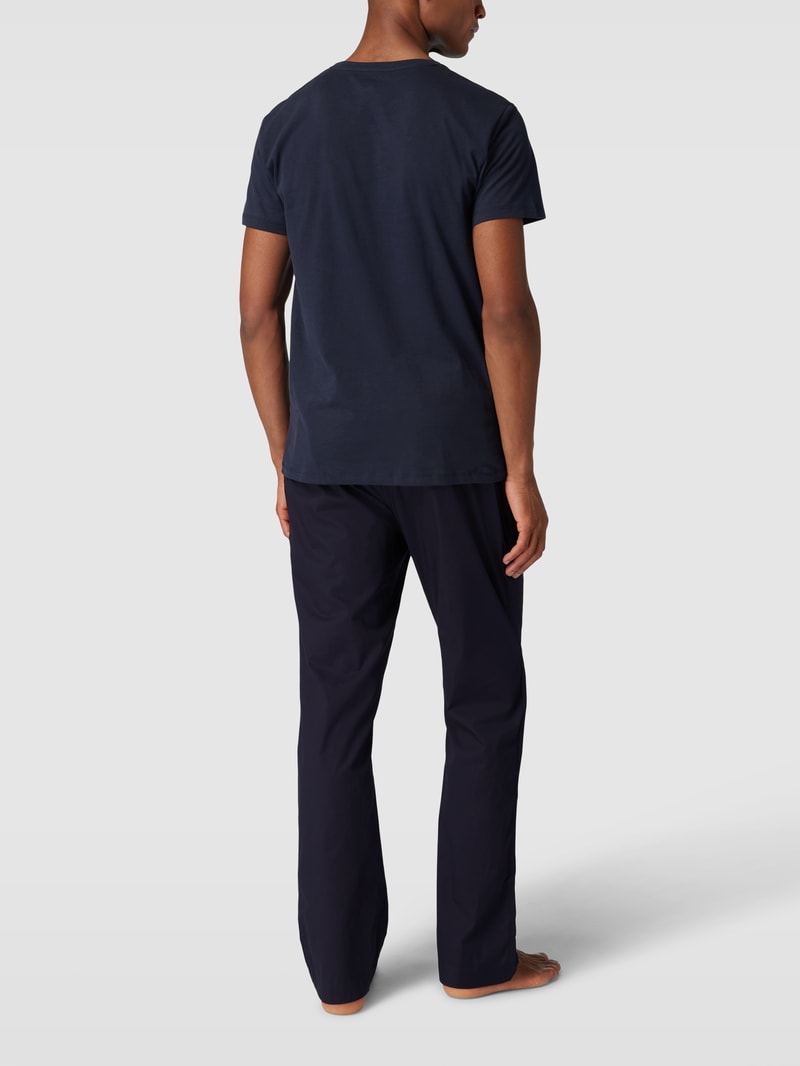 Pyjama mit Label-Stitching in dunkelblau