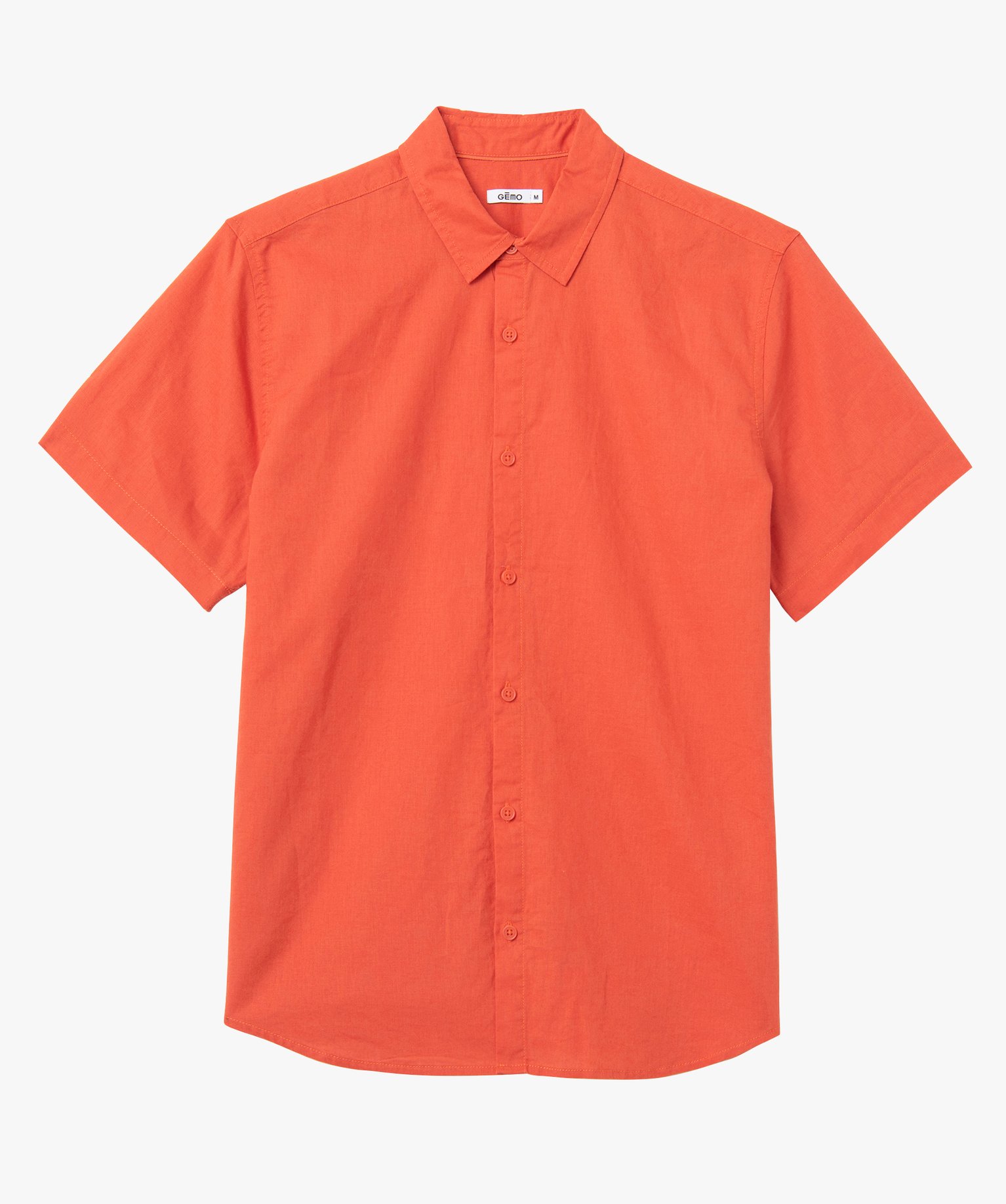 Chemise homme à manches courtes en lin mélangé orange | GEMO