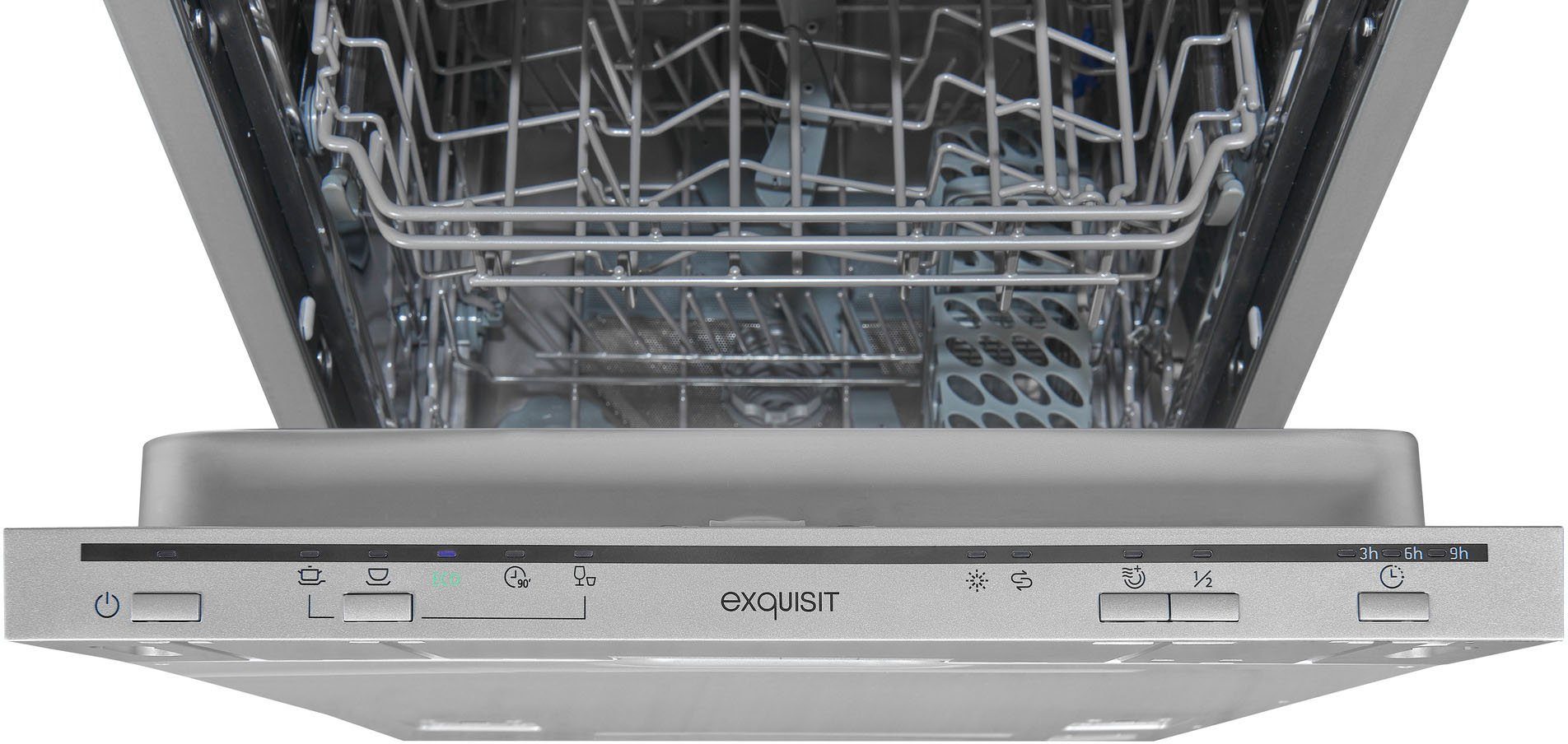 exquisit vollintegrierbarer Geschirrspüler, EGSP1009-E-030E silber, 9 l, 9 Maßgedecke, 45 cm breit