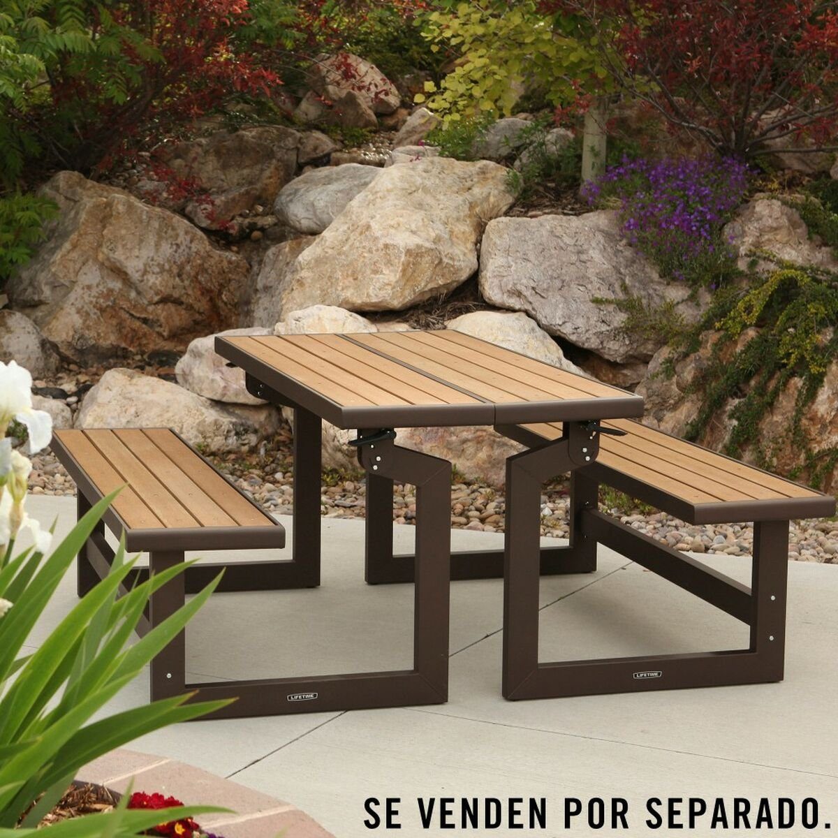 Lifetime Gartenbank Bank mit Rückenlehne Lifetime Tisch Braun Convertible