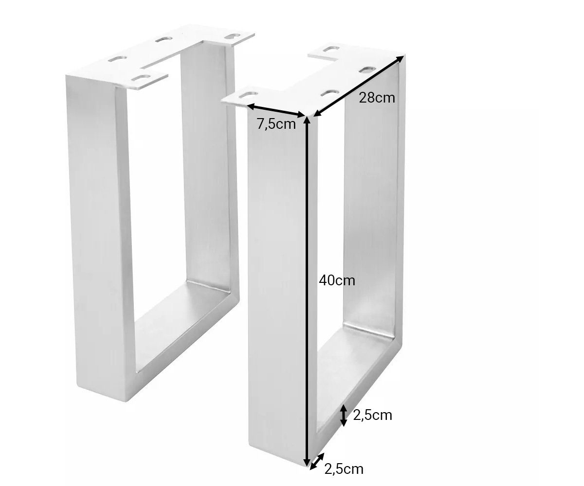 DELIFE Tischbein Live-Edge, Edelstahl gebürstet schmal 7,5x2,5 cm Bankbeine