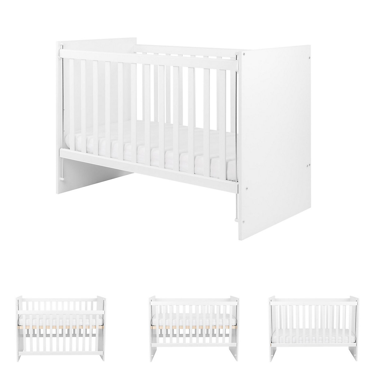 Babybett Ayla 120 x 60 cm Gitterbett 3 Ebenen Gitterbetten