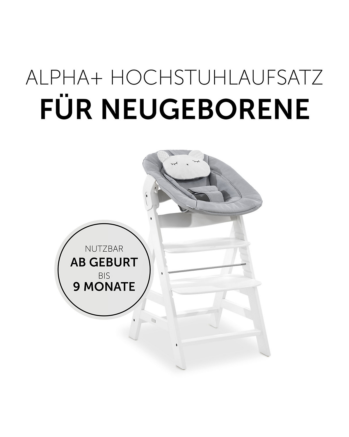 Bouncer 2in1 für Alpha+ Hochstuhl Newborn Set, Pastel Bear Light Grey