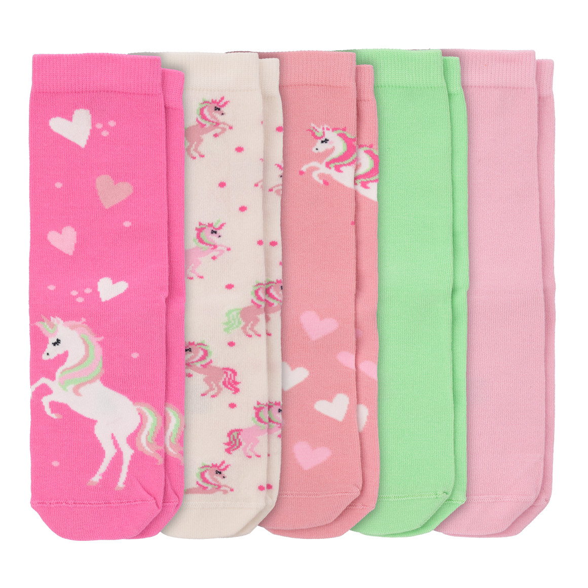 5 Paar Mädchen Socken mit Einhorn-Motiv