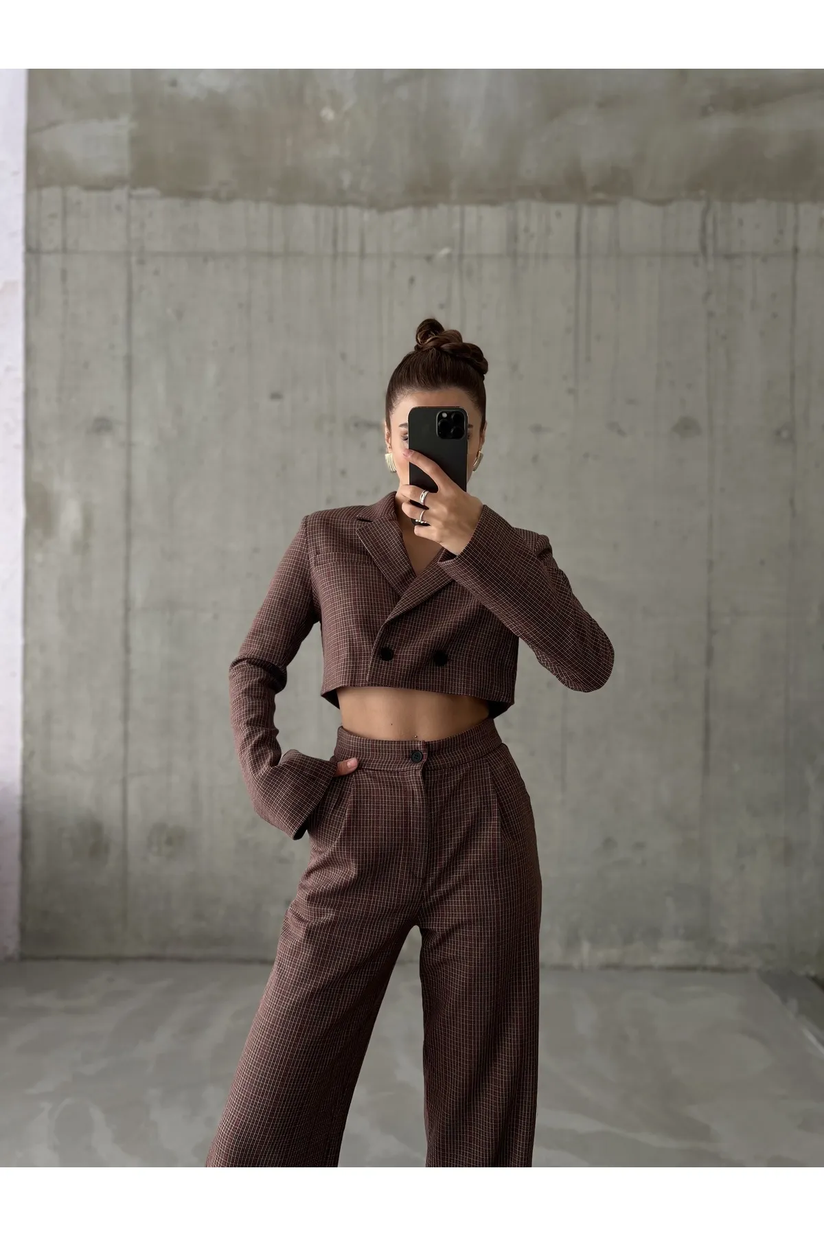 Laluvia  Set aus Jacke und Hose in Weinrot mit Karomuster