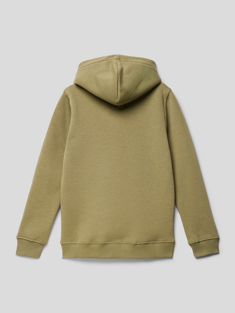 Hoodie mit Label-Details Modell 'Basic' in olivgrün meliert
