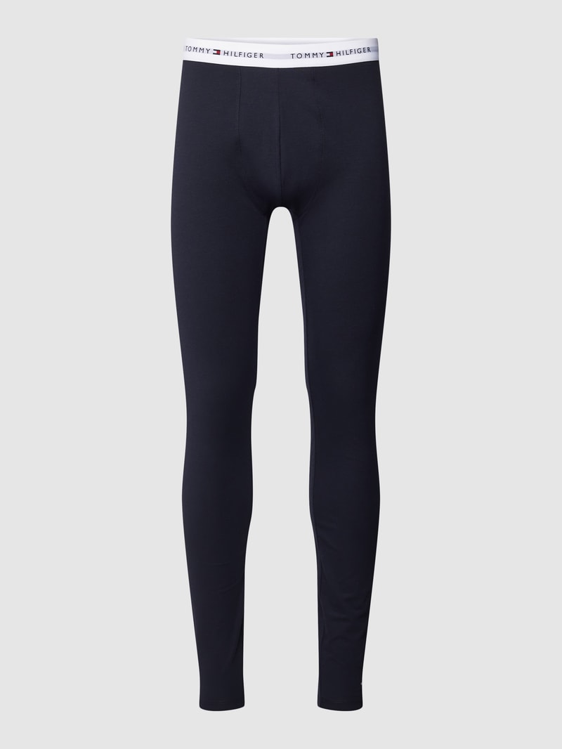 Leggings mit elastischem Label-Bund Modell 'SIGNATURE' in marineblau