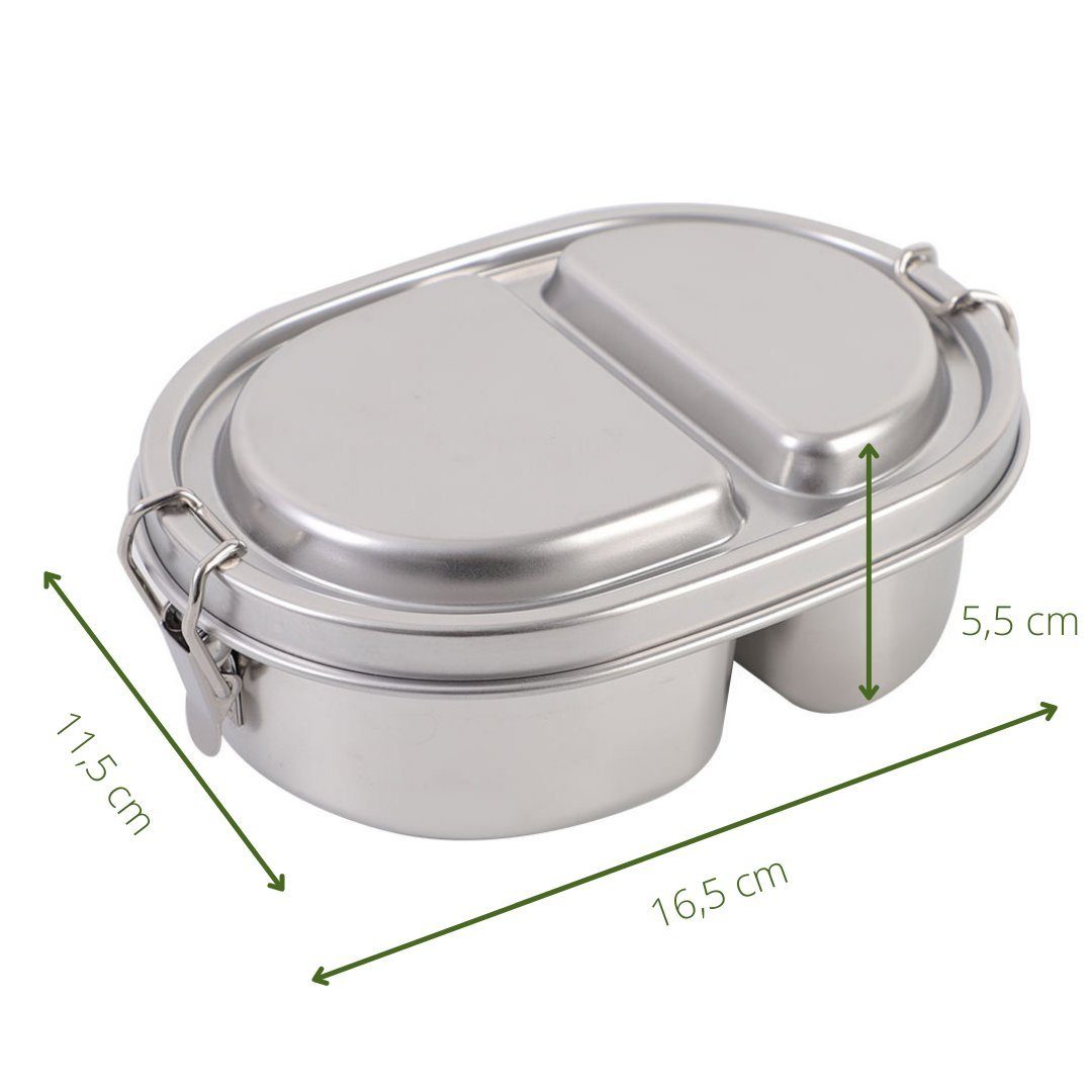 Hotzenbox Lunchbox Bambino Hotzenbox 500ML Brotdose Edelstahl, Premium, 2 Fächer, nachhaltig und wiederverwendbar