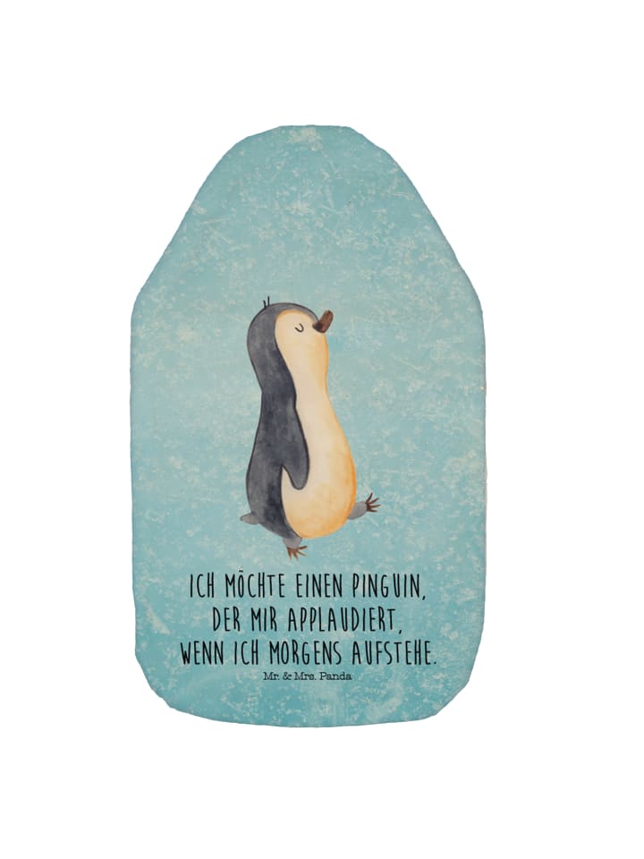 Mr. & Mrs. Panda Wärmflasche Pinguin marschieren mit Spruch in Eisblau günstig kaufen onesize