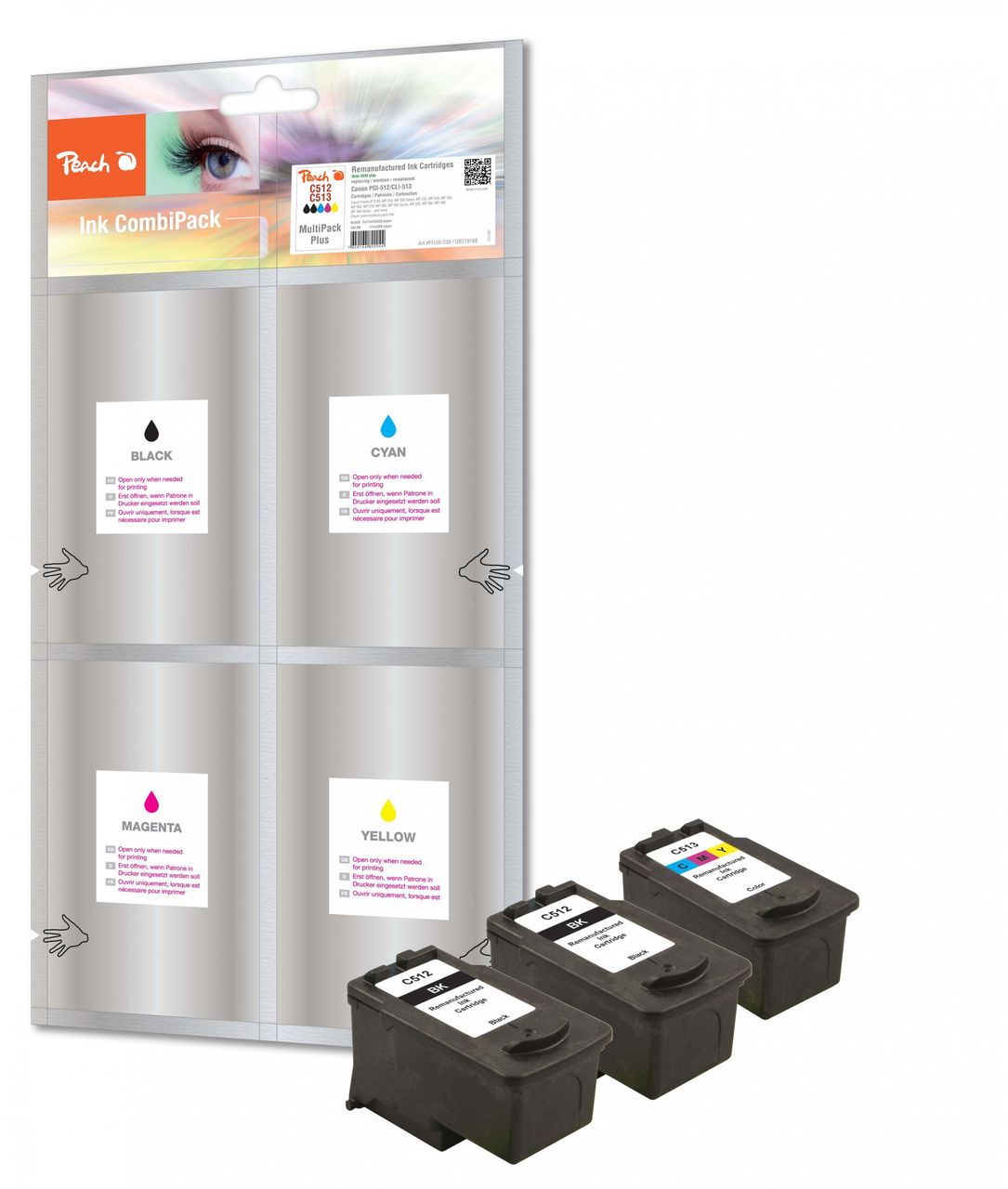 Peach Spar Pack Plus Druckköpfe ersetzt Canon PG-512BK*2, CL-513C