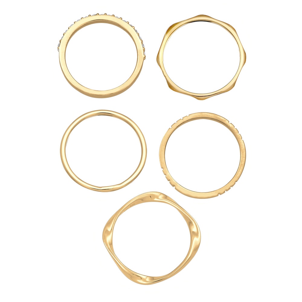 Elli Elli Bague Femmes Pile Bande filigrane set de 5 avec cristaux en argent sterling  Bague