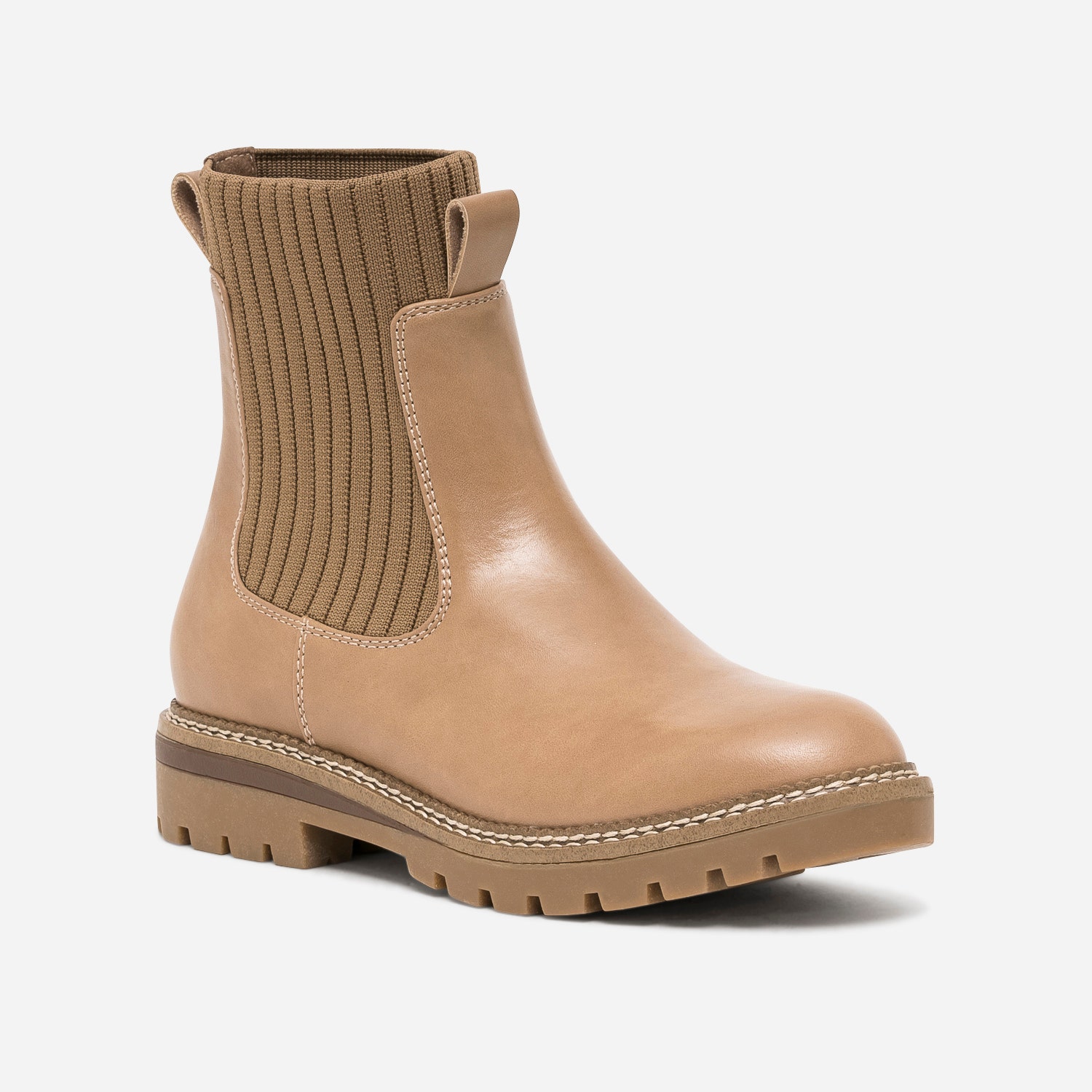 Chelsea boots camel à semelle crantée