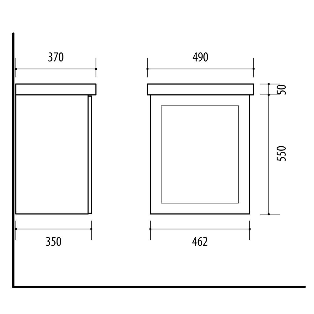 Planetmöbel Badmöbel-Set Waschbeckenunterschrank Matt 50cm mit Spiegelschrank, (Komplett-Set, 3-St)