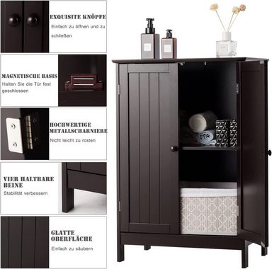 KOMFOTTEU Badkommode Badschrank, mit Doppeltür, aus Holz