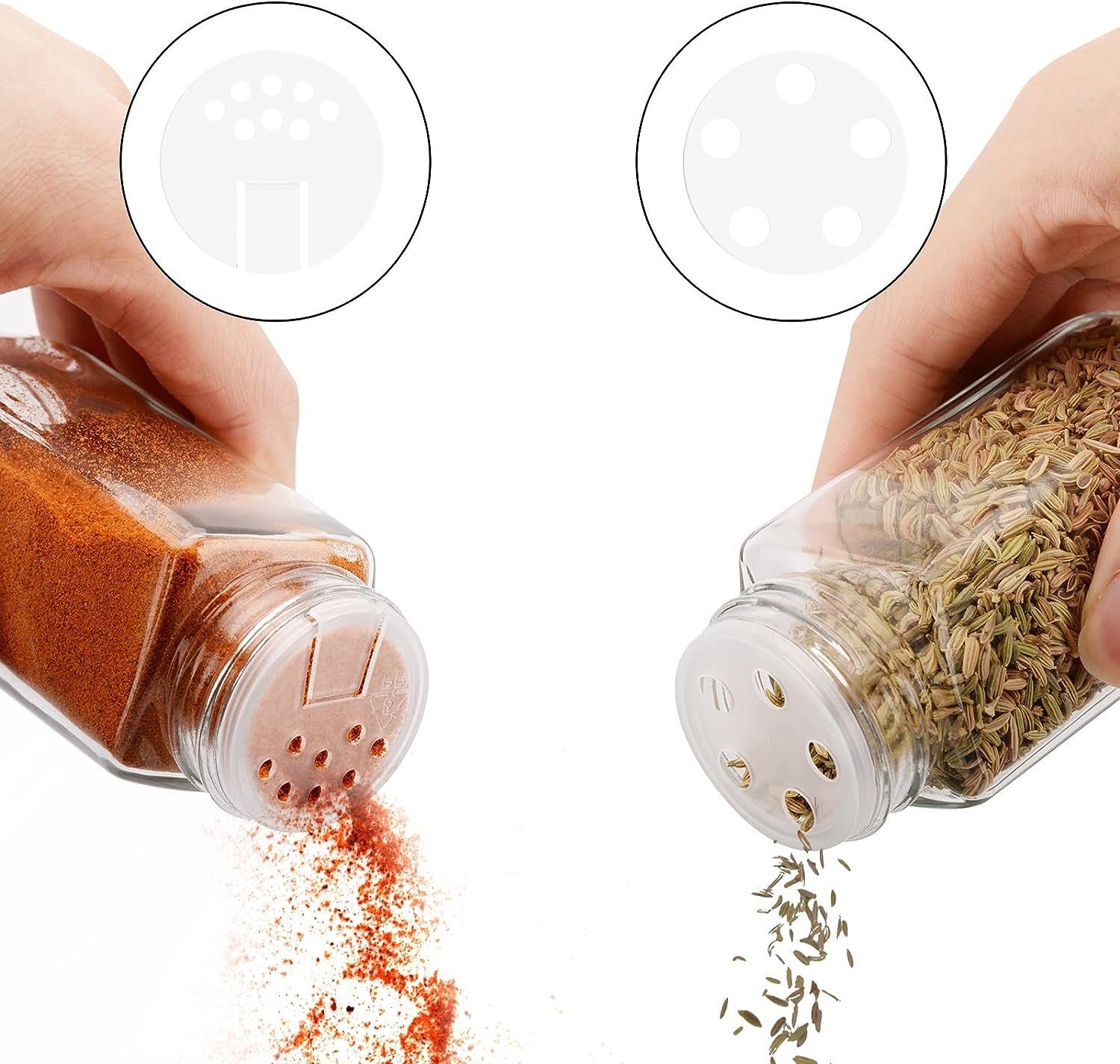vokarala Gewürzbehälter Gewürzgläser Eckig 24 Set Glasbehälter Gewürzdosen aus Glas 120ml, (24-tlg), Gewürzstreuer mit Etiketten für Küche