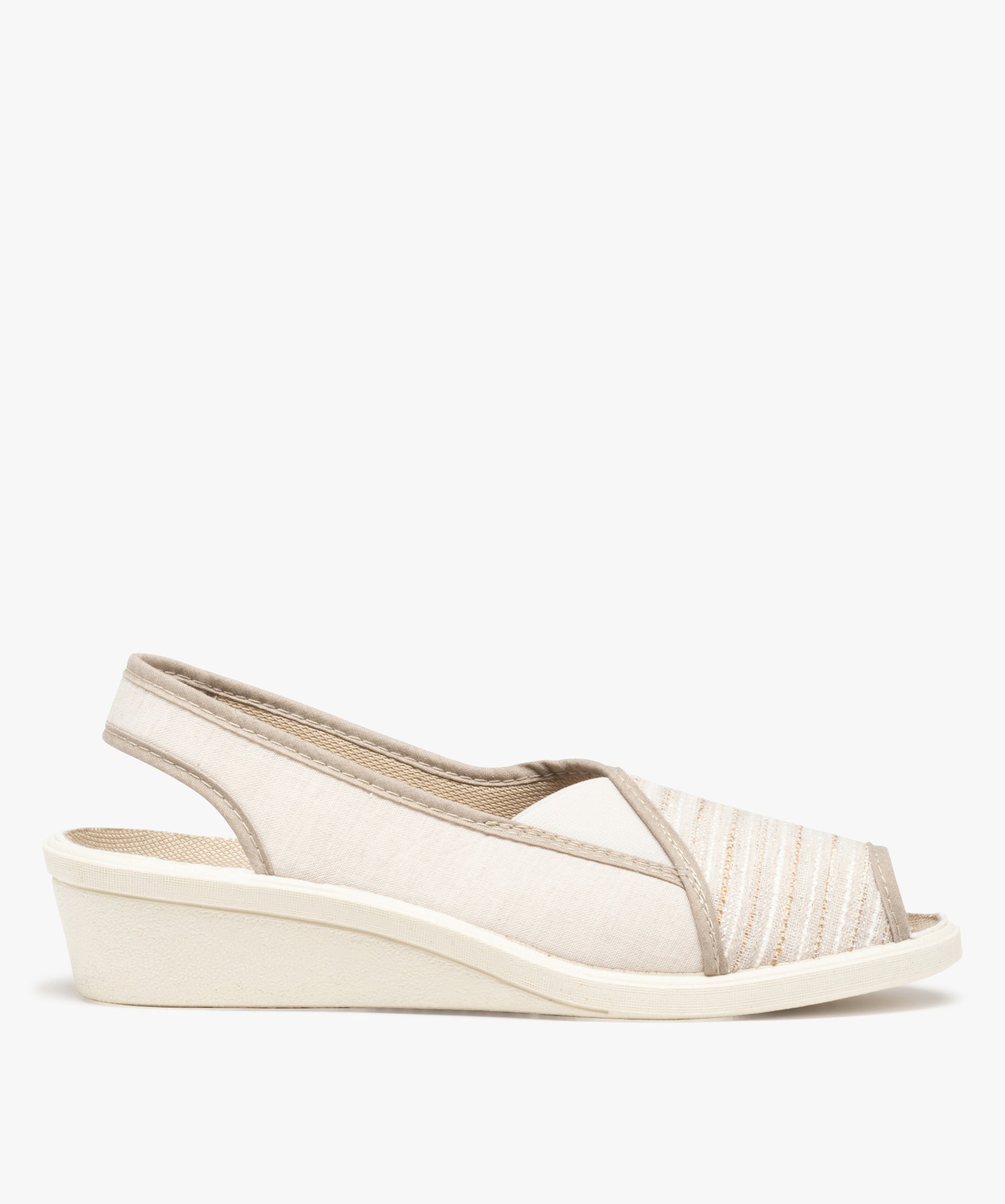 Chaussures femme spécial confort avec dessus en toile beige | GEMO