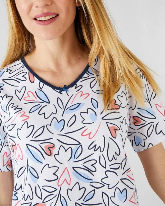 Lot de 3 chemises de nuit en pur coton peigné, 2 statures