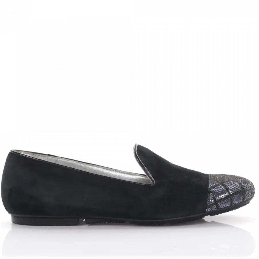 Hogan - Slipper 1440 Kalbsleder Pailletten Veloursleder Pailletten schwarz - schwarz