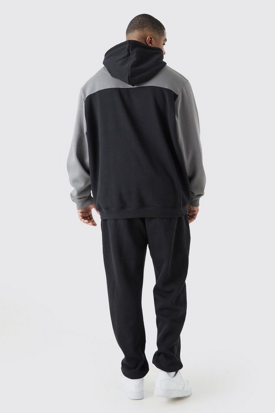 Plus Man Roman Colorblock Trainingsanzug mit Kapuze