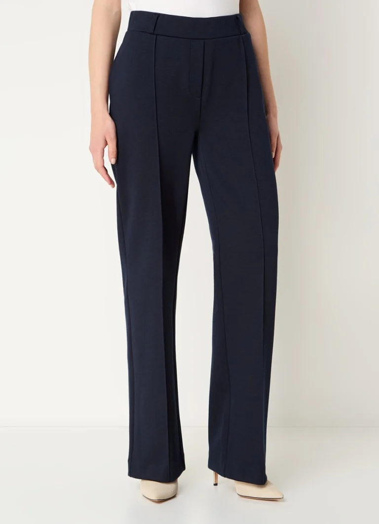 Expresso High waist straight fit textured jersey trousers