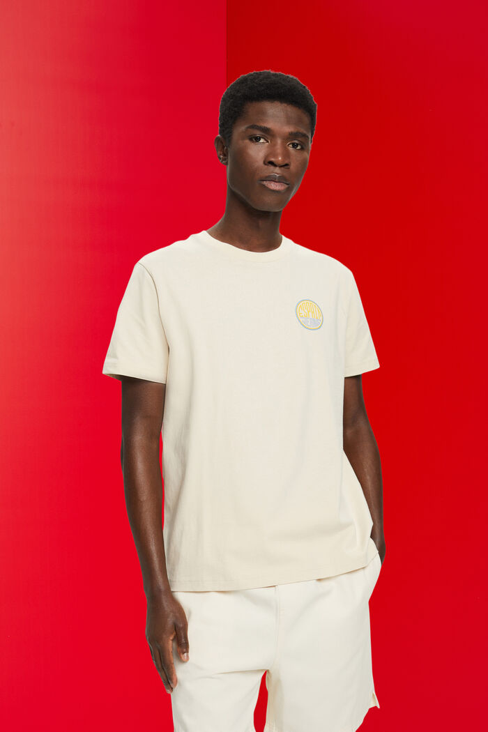Baumwoll-T-Shirt mit Print auf der Brust