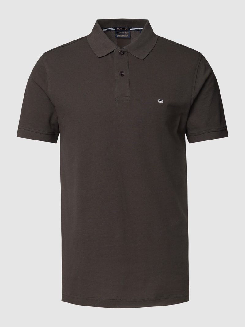 Poloshirt mit Label-Stitching in anthrazit