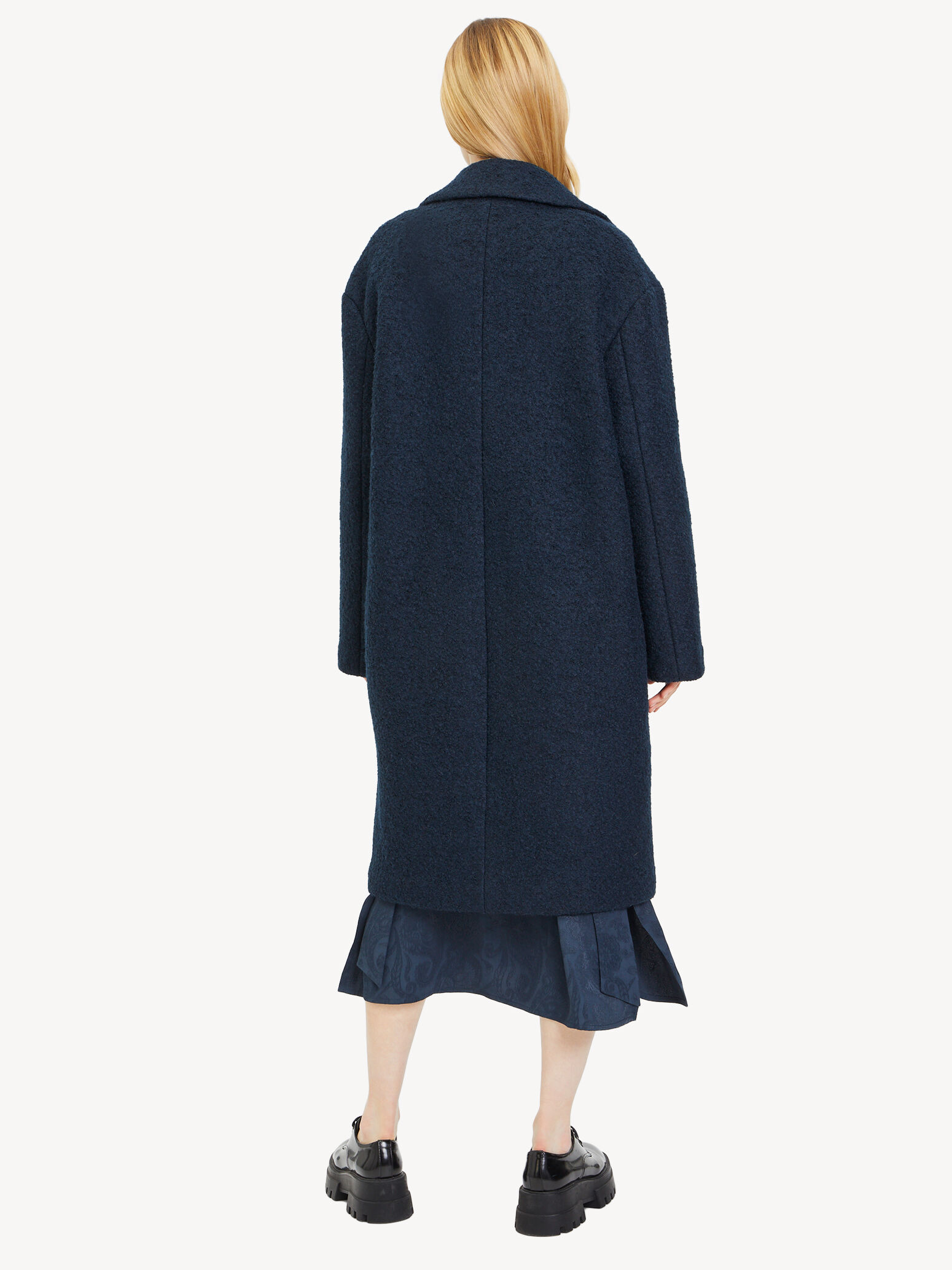 Manteau en laine - bleu doublure chaude