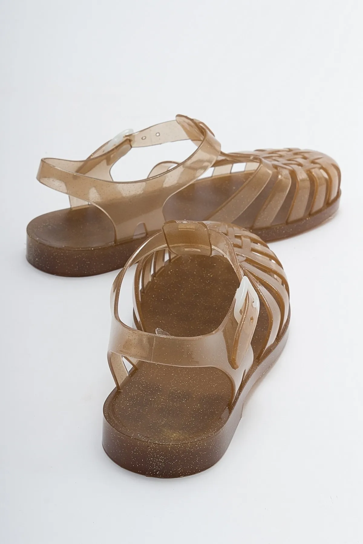 LuviShoes  FLENK Braune, silbrige Damensandalen