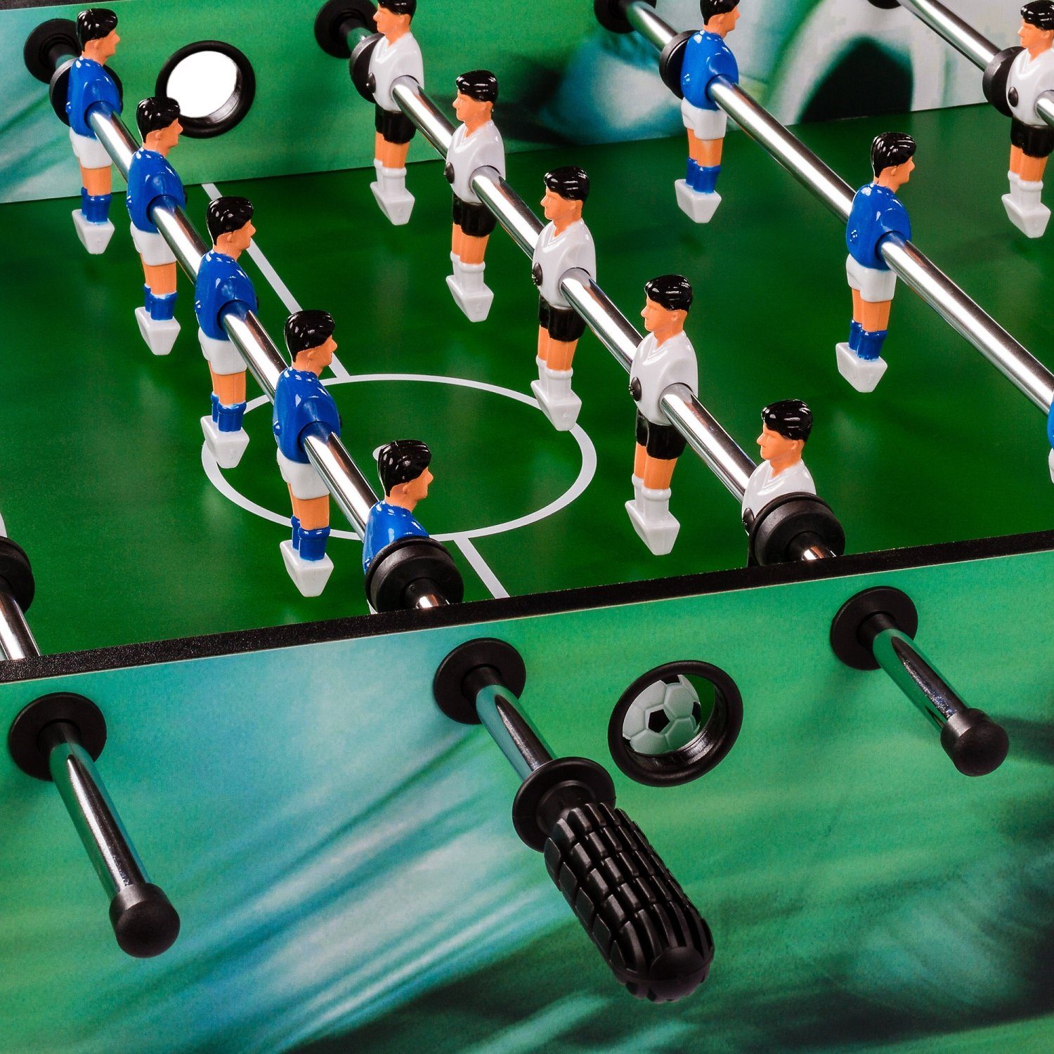 GAMES PLANET Kickertisch Games Planet Tischfussball „Belfast“, klappbar, Farbvarianten: Schwarz/weiß/Holzdekor hell oder Dunkelbraun/Soccer, nahtlos hochgezogene Spielfeldecken, inkl. 2 Bälle, Kicker Kickertisch Tischkicker