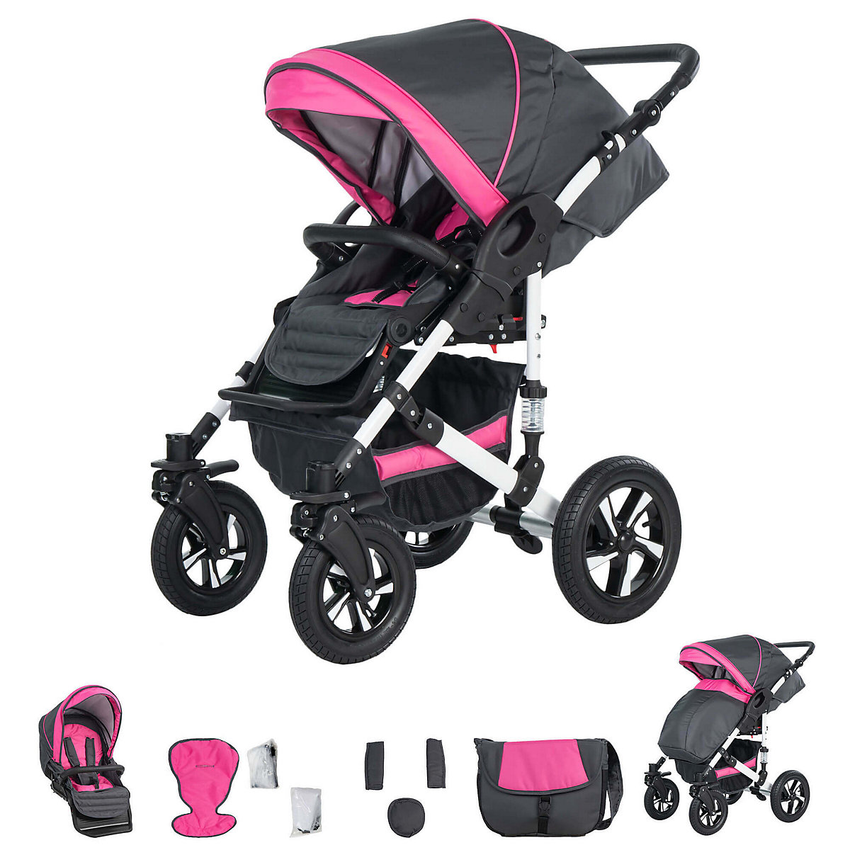 Hamburg | 3 in 1 Kombi Kinderwagen Komplettset | Hartgummireifen Kombikinderwagen