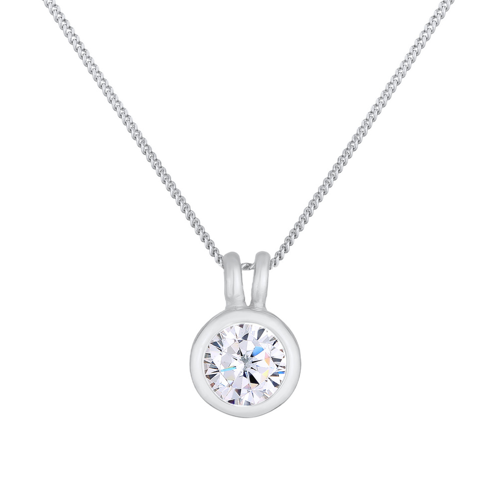 Elli Elli Collier Femmes Pendentif Solitaire Rond Classique avec Cristal de Zirconium  collier