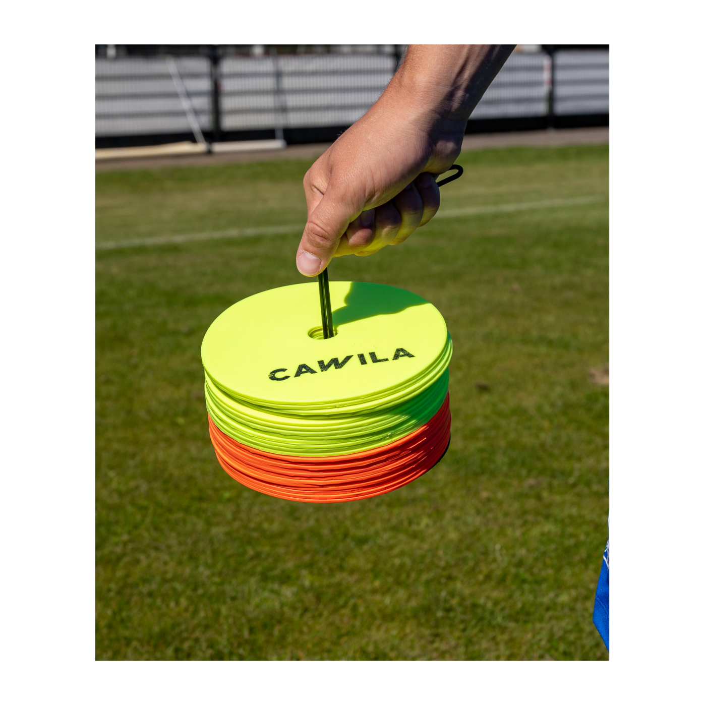 Cawila Floormarker 24er Set inkl. Halter | Markierungsscheiben, 12 x gelb und 12 x orange