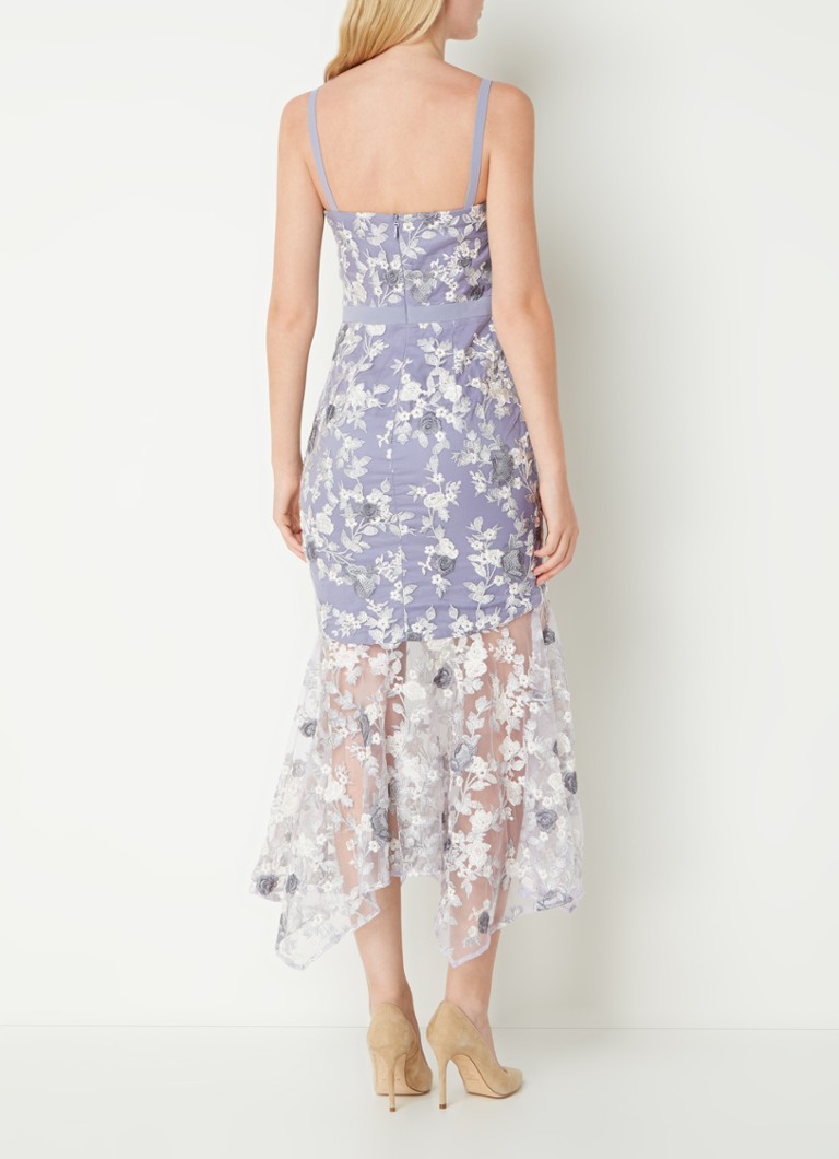 Poloprůhledné krajkové midi šaty Chi Chi London Peplum