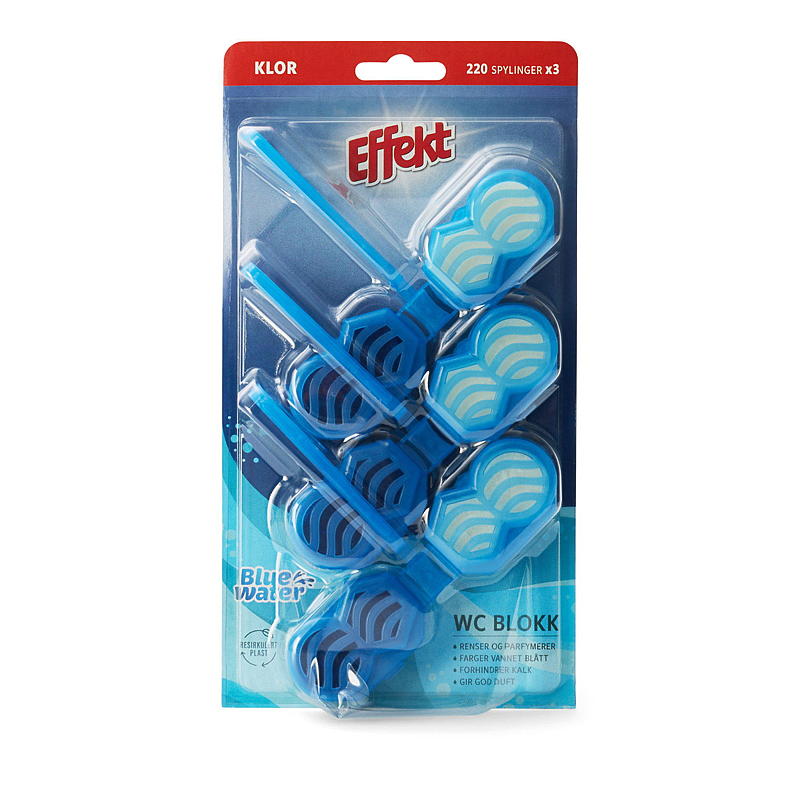Effekt WC-blokk 3-pk, Klor, Blue Water, Effekt