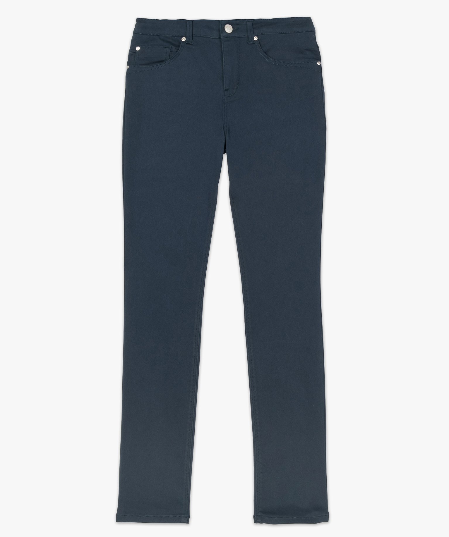 Pantalon femme coupe Regular en stretch marine | GEMO