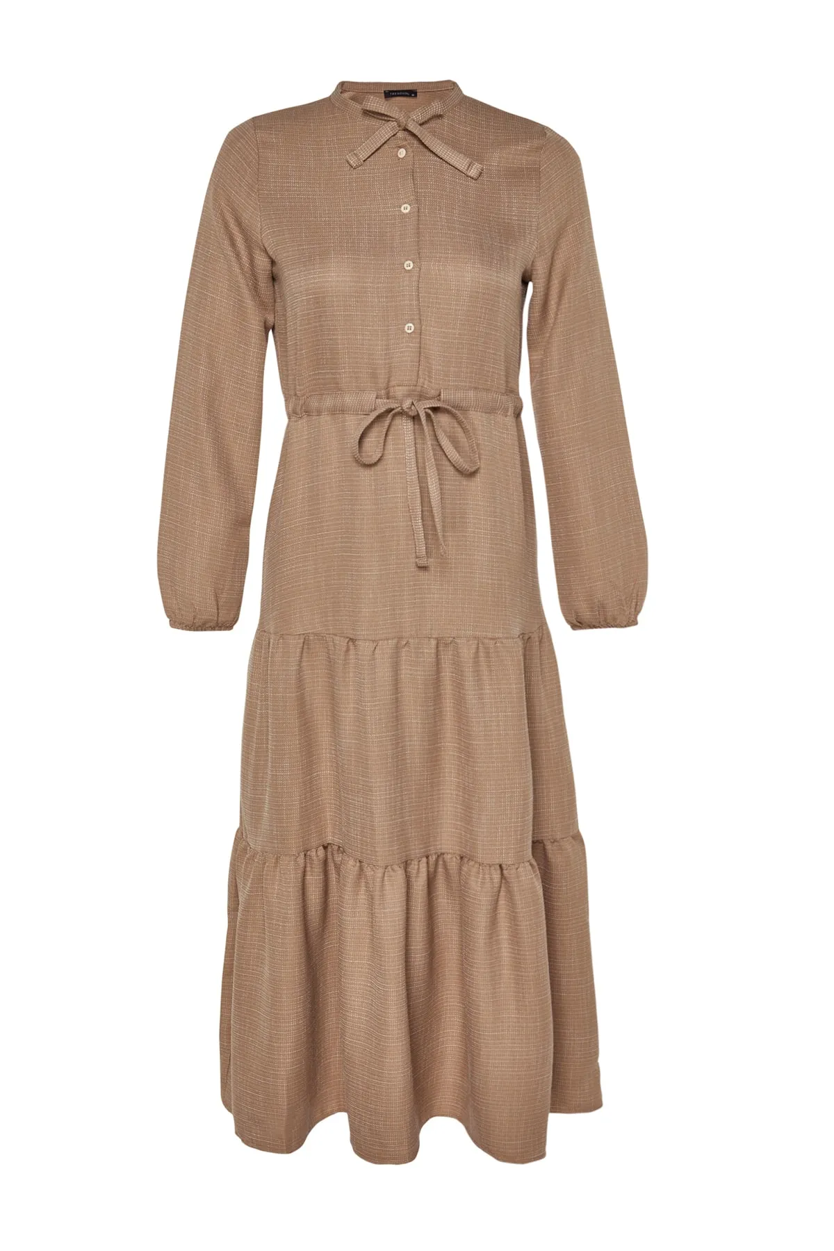 Trendyol Modest  Hellbraunes, gewebtes Kleid mit Schnürrock TCTAW22EB0136